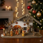 Preview: Festliche Weihnachtskrippe Basel grau inkl. 12-tlg. Figurensatz K 650-9, Maße Krippe: ca. 55 x 20 x 28 cm